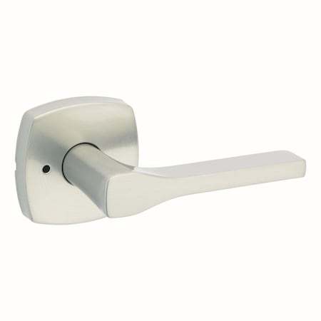 Kwikset Tripoli Lever with Midtown Rose Privacy Door Lock with 6AL Latch and RCS Strike Satin Nickel Finish 730TPLMDT-15